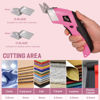 Picture of VLOXO Cordless Electric Scissors with 2 Blades Rechargeable Powerful Shears Cutting Tool for Fabric Cardboard Carpet Leather Felt with Charger & Storage Box-Pink