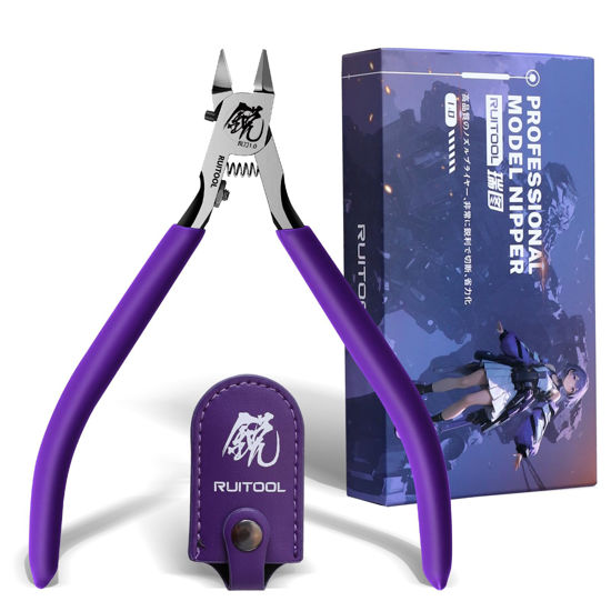 Picture of RUITOOL Model Nippers, Gundam Model Tools for Beginners to Repair and Fix Plastic Models, Ultra-thin Single-edged Non-slip Grip, 4.7 Inch Sharp Cutters for Gunpla Model Building