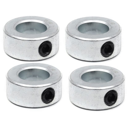 Picture of (4-Pack) 1” Bore Solid Steel Shaft Collars with Zinc Plated Coating - Durable Shaft Collars Suitable for Machinery and Industrial Use