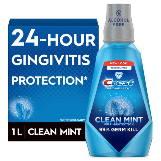 Picture of Crest Pro-Health Multi-Protection Mouthwash with CPC, Clean Mint, 1L (33.8 fl oz), Crest Mouthwash, Gingivitis Treatment