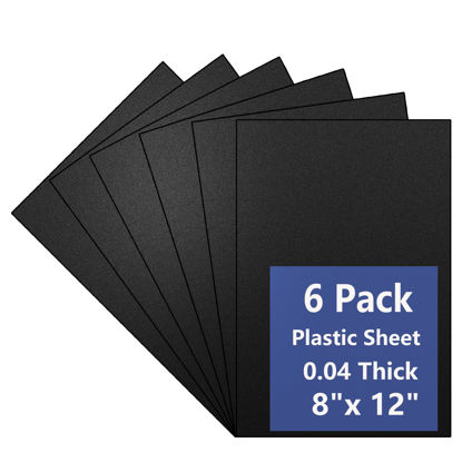 Picture of 6 Pack Black Plastic Sheets 8x12x0.04 in Flexible High Tensile Plastic Sheets,Plastic Sheet Hard Plastic Sheet Black Plastic Panel for DIY Materials Handicrafts Home Decoration