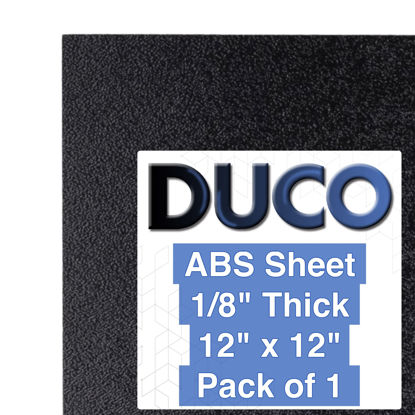Picture of Duco ABS Plastic Sheet 1/8 Inch Thick 12" x 12" - Pack of 1 Black, Heat Moldable, Rigid, Thermoplastic ABS Sheet for DIY Use - 0.125" Thickness with a Textured Plastic Front