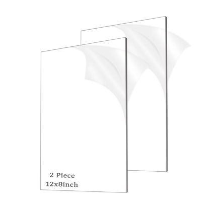 Picture of ADTDA 2 Pieces 1/8" Thick (3mm) Acrylic Sheets,Clear Cast Plexiglass 8” x 12” with Protective Paper for Signs DIY Display Projects,Craft,Photo Frames