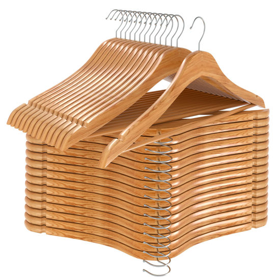 Picture of Utopia Home Premium Wooden Hangers 30 Pack - Durable & Slim Coat Hanger - Suit Hangers with 360-Degree Rotatable Hook - Wood Hangers with Shoulder Grooves (Natural Color)
