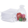 Picture of HRX Package 100pcs White Organza Bags, 4x6 inch Mesh Bags Drawstring Gift Bags Jewelry Pouches for Candy Wedding Favors Christmas