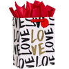 Picture of SUNCOLOR 13" Large Gift Bag with tissue paper for Valentines Day/Birthday/Mother's day/Father's day and more (LOVE)