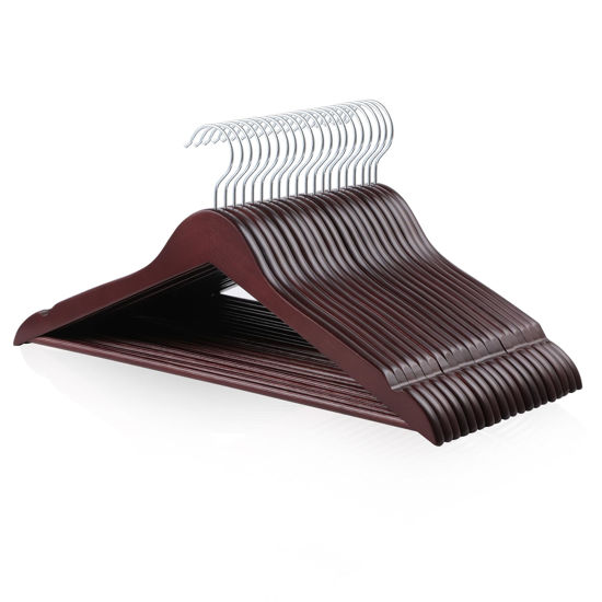 Picture of Amazon Basics Durable Wooden Suit Clothes Hangers - Cherry, 20-Pack