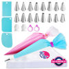 Picture of Riccle Piping Bags and Tips Set, 11.8 Inch 100 Anti Burst Piping Bags, 124 Pcs Cake Decorating Kit with 16 Piping Tips, 1 Reusable Pastry Bags, 3 Cake Scrapers, 2 Couplers, and 2 Icing Bags Ties