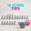 Picture of Riccle Piping Bags and Tips Set, 11.8 Inch 100 Anti Burst Piping Bags, 124 Pcs Cake Decorating Kit with 16 Piping Tips, 1 Reusable Pastry Bags, 3 Cake Scrapers, 2 Couplers, and 2 Icing Bags Ties
