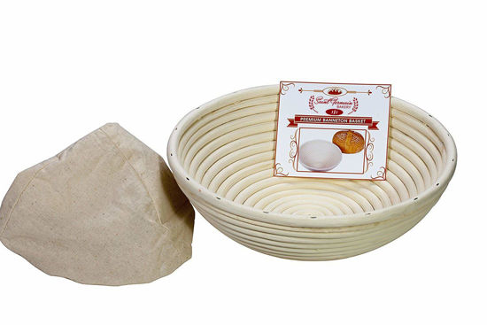 Picture of Saint Germain Bakery Premium Round Bread Banneton Basket with Liner - Perfect Brotform Proofing Basket for Making Beautiful Bread (10 inch)