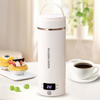 Picture of Travel Electric Kettle Portable Mini Kettle,Small Hot Water Boiler with 4 Temperature Settings,304 Stainless Steel,Fast Boiling Water with Auto Shut-Off and Boil Dry Protection (Beige, 400ML)
