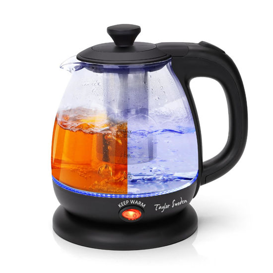 Picture of Taylor Swoden Electric Kettle with Tea Infuser, 1L Small Electric Tea Kettle with Keep Warm, LED Light Hot Water Boiler & Heater for Coffee & Tea, Auto Shut-Off & Boil Dry Protection, BPA Free, Black