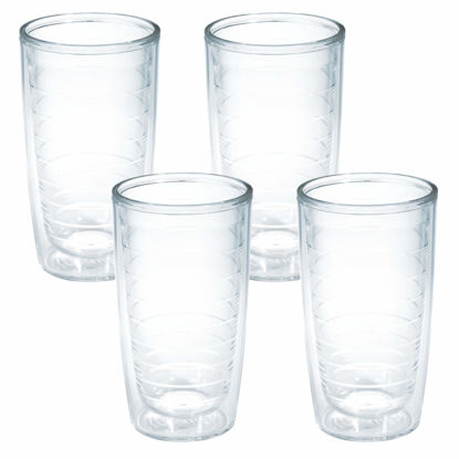 Picture of Tervis Clear & Colorful Tabletop Made in USA Double Walled Insulated Tumbler Travel Cup Keeps Drinks Cold & Hot, 16oz - 4pk, Clear