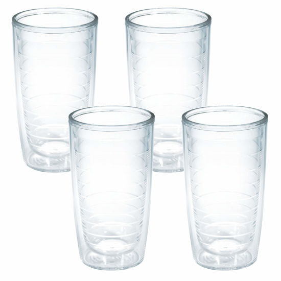 Picture of Tervis Clear & Colorful Tabletop Made in USA Double Walled Insulated Tumbler Travel Cup Keeps Drinks Cold & Hot, 16oz - 4pk, Clear