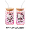 Picture of Silver Buffalo Sanrio Hello Kitty Waving Pink Glass Jar Tumbler with Bamboo Lid and Glass Straw, 16 Ounces