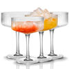 Picture of Qipecedm 4 Pcs Ribbed Coupe Glasses, 10 oz Vintage Cocktail Coupe Glasses Set, Unique Martini Glass, Classic Cocktail Galssware, Bar Drinking Glasses Set Pefect for Cocktail, Wine, Champagne & Gift