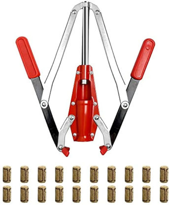 Picture of Double Lever Hand Corker - For Standard Wine, Belgian Beer, and Synthetic Plastic Corks, Wine Corker Tool with 20 Count Wine Corks (Red)