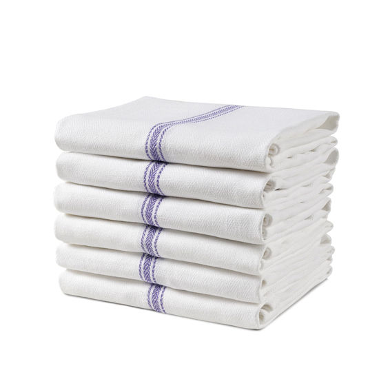 Picture of Kitchen Towel Set - 100% Cotton Kitchen Towels, Reusable Dish Rags, Blue Dish Towels for Kitchen, Soft Absorbent Tea Towels, Durable Kitchen Hand Towels, 14” x 25” Kitchen Dish Towels - 6 Pack