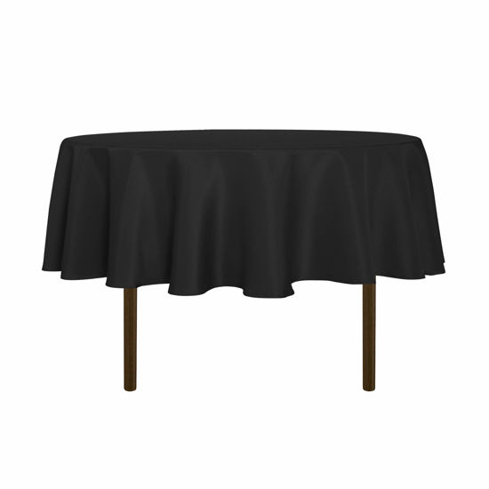 Picture of sancua Round Tablecloth - 60 Inch - Water Resistant Spill Proof Washable Polyester Table Cloth Decorative Fabric Table Cover for Dining Table, Buffet Parties and Camping, Black