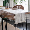 Picture of Alynsehom Macrame Table Runner Cream Beige Boho Table Runner with Tassels Hand Woven Cotton Table Runner Rustic Farmhouse Table Runner for Bohemian Kitchen Dining Table(12x71in)