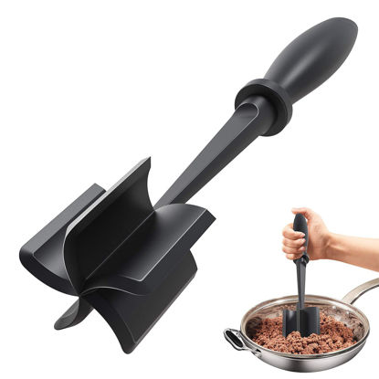 Picture of Upgrade Meat Chopper, Heat Resistant Meat Masher for Hamburger Meat, Ground Beef Smasher, Nylon Hamburger Chopper Utensil, Ground Meat Chopper, Non Stick Mix Chopper, Mix and Chop, Potato Masher Tool