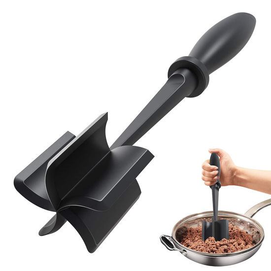 Picture of Upgrade Meat Chopper, Heat Resistant Meat Masher for Hamburger Meat, Ground Beef Smasher, Nylon Hamburger Chopper Utensil, Ground Meat Chopper, Non Stick Mix Chopper, Mix and Chop, Potato Masher Tool