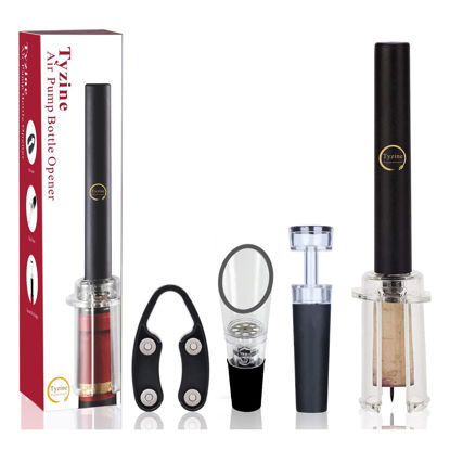 Picture of Air Pressure Pump Bottle Opener With Foil Cutter,Aerator Pourer,Vacuum Stopper(4PCS),Simple Cork Remover,Efficient Corkscrew Bottle Opener,Great For Wine Lovers,Perfect Wine Gift.