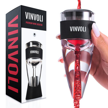 Picture of Vinvoli Wine Aerator - Deluxe 2025 Red Wine Aerator Decanter with Unique Three-Stage Aeration, Wine Sediment Filter, No-Drip Stand - Quality and Convenience for Wine Lovers and Sommeliers