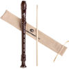 Picture of Soprano Recorder Instrument for Beginners Student - German Fingering 8 Hole Flute ABS Descant Recorders 3pcs Removable with Cleaning Rod and Storage Bag, Brown