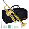 Picture of EASTROCK Bb Trumpet Standard Trumpet Set with Carrying Case,Gloves, 7C Mouthpiece and Cleaning Kit (Gold)
