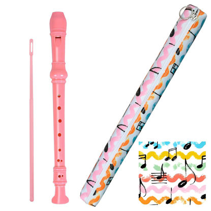 Picture of Descant Recorder Music Recorder 8 Hole flute Instrument for Kids Beginners with Cleaning Rod, Case Bag and Fingering Chart (Pink)