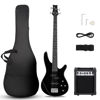 Picture of Ktaxon Electric Bass Guitar 4 String Bass Guitar with 20 Watt Amplifier, PJ Type Pickup, Naturally air-dried Maple Neck, Rosewood Fretboard, Basswood Body(Black)