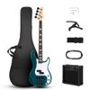 Picture of Ktaxon 4 String Electric Bass Guitar, PB-Style Full Size Standard Right Handed Beginner Kit with 20W AMP, Gig Bag, Strap, Upgrade Cable, Guitar Capo for Youths & Adults (Lake Blue)