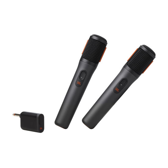 Picture of JBL PartyBox Wireless Mic - 2X Digital Wireless Microphones, Rechargeable Battery (20hrs - 700mAh), Clear Voice, Crisp Sound, Stable 2.4GHz Connection, Compatible with All PartyBox Speakers (Black)