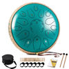 Picture of HOPWELL Steel Tongue Drum - 15 Note 12 Inch Tongue Drums - Percussion Instruments - Hand Pan Drum with Music Book, Drum Mallets and Carry Bag, D Major, Malachite Green