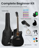Picture of Moukey 41" Acoustic Guitar for Beginners Adult Teen Full Size Guitarra Acustica with Chord Poster, Gig Bag, Tuner,Steel Strings, Capo, Strap - Black