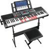 Picture of VEIYOUMO Keyboard Piano 61 Keys for Beginners with Stand Bench, Lighted Keys, Teaching Modes, LED Screen, 70 Demos, 200 Tones/Rhythms, Pitch Bend, Metronome, Sustain, Transpose, Built-In Speakers