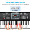 Picture of VEIYOUMO Keyboard Piano 61 Keys for Beginners with Stand Bench, Lighted Keys, Teaching Modes, LED Screen, 70 Demos, 200 Tones/Rhythms, Pitch Bend, Metronome, Sustain, Transpose, Built-In Speakers