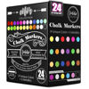 Picture of Loddie Doddie Liquid Chalk Markers (24-Pack) - Dust-Free Erasable Pens for Windows, Glass, Chalkboard & Blackboard - 6mm Reversible Bullet & Chisel Tip