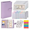 Picture of Budget Binder Cash Envelopes for Budgeting Money Organizer for Cash Money Envelopes for Cash Leather A6 Budget Binder with Zipper envelopes (Purple)