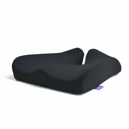 Picture of Cushion Lab Patented Pressure Relief Seat Cushion for Long Sitting Hours on Office & Home Chair - Extra-Dense Memory Foam for Soft Support. Car Pad for Hip, Tailbone, Coccyx, Sciatica - Black