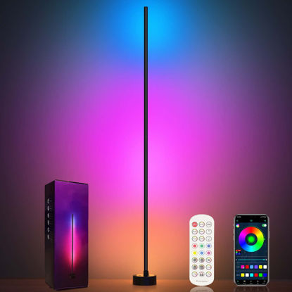 Picture of Miortior Corner Floor Lamp - Smart RGB LED Corner Lamp with App and Remote Control, 16 Million Colors & 68+ Scene, Music Sync, Timer Setting - Ideal for Living Rooms, Bedrooms, and Gaming Rooms