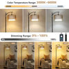Picture of Arc Floor Lamp for Living Room with 3 Color Temperatures, Farmhouse Floor Lamps with Remote & Dimmable Bulb, Boho Standing Lamp with Rattan & Fabric Shades, Adjustable Tall Lamp for Bedroom, Office