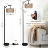 Picture of Arc Floor Lamp for Living Room with 3 Color Temperatures, Farmhouse Floor Lamps with Remote & Dimmable Bulb, Boho Standing Lamp with Rattan & Fabric Shades, Adjustable Tall Lamp for Bedroom, Office