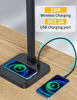 Picture of AKRRYR LED Desk Lamp for Home Office, Double Head 24W with USB Charging Port & Wireless Charger, Architect Light 5 Lighting Brightness Flexible Gooseneck Table Reading Study, Black