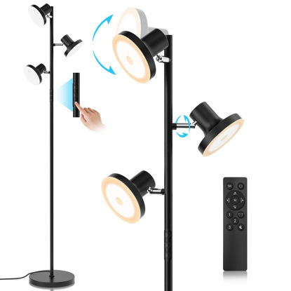 Picture of SIBRILLE 36W LED Tree Floor Lamp, Modern Dimmable Standing Lamp with Remote & Touch Control, 4 Color Temperatures, 3 Rotatable LED Light Floor Lamps for Living Room, Bedroom, Office
