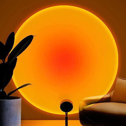 Picture of Balkwan Sunset Lamp Projection Rotation Rainbow Lamp Led Romantic Visual Led Light Network Red Light with USB Modern Floor Stand Night Light Living Room Bedroom Decor (Sunset Red)
