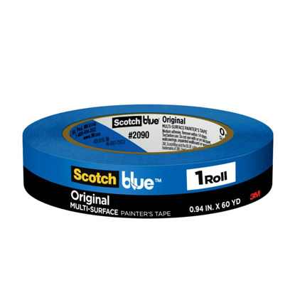 Picture of ScotchBlue Original Multi-Surface Painters Tape, 1 Inch Wide (0.94 In. x 60 Yds), 1 Roll, Blue Paint Tape Protects Surfaces and Removes Easily, Masking Tape for Indoor and Outdoor Use (2090-24NC)