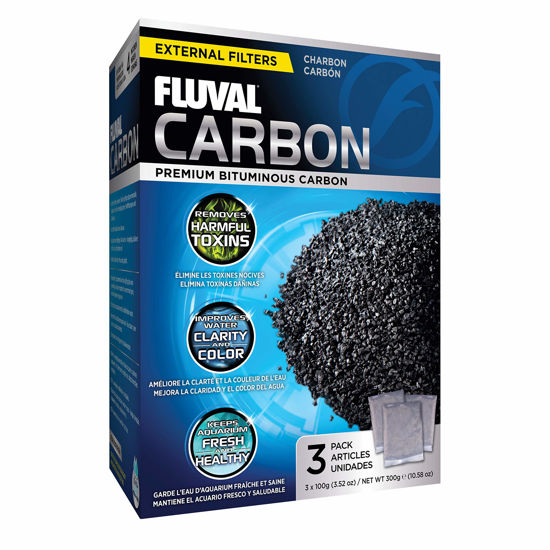 Picture of Fluval Carbon Filter Media for Aquariums, Premium Bituminous Carbon Inserts, 100-gram Nylon Bags, 3 Count (Pack of 1), A1440