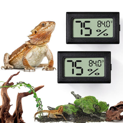 Picture of Palksky Bearded Dragon Tank Accessories, 2PCS Reptile Terrarium Thermometer and Humidity Gauge for Jumping Spider, Leopard Gecko, Crested Gecko,Hermit Crab, Gecko, Ball Python, Lizard